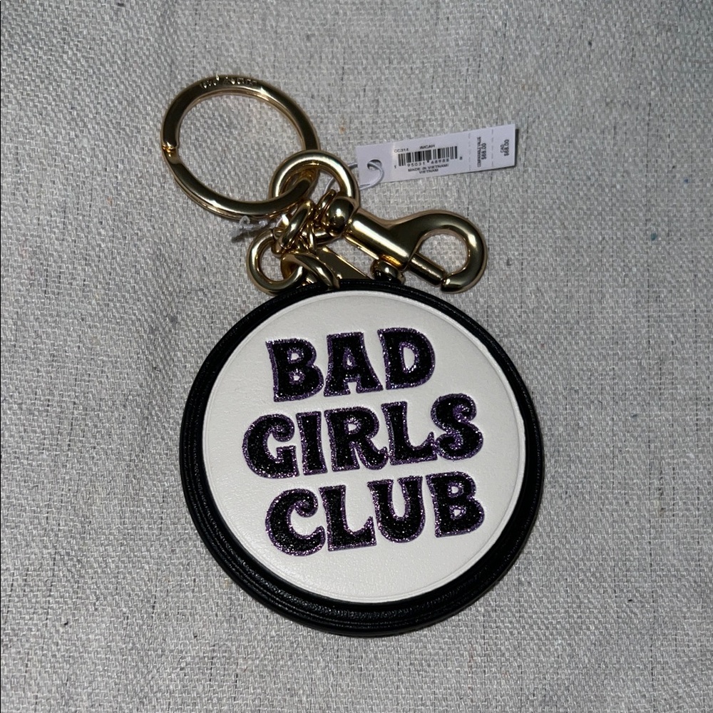 Coach Black and White Purple Glitter Key  Bag Charm NWT Disney Villains Collab